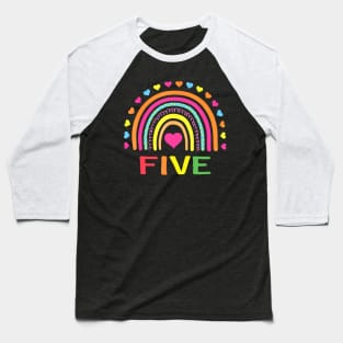 Years Old Rainbow 5th Birthday For Girls Boys Kids Baseball T-Shirt